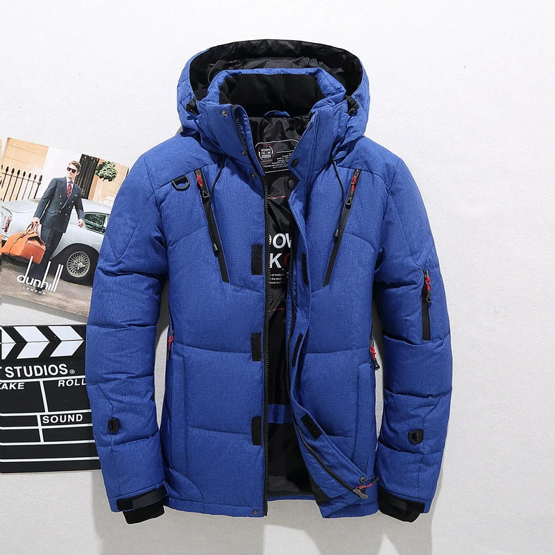 -20 Degree Men's Winter Down Jacket White Duck  Warm Hooded Thick Puffer Jacket Male Casual High Quality Overcoat Thermal Coat
