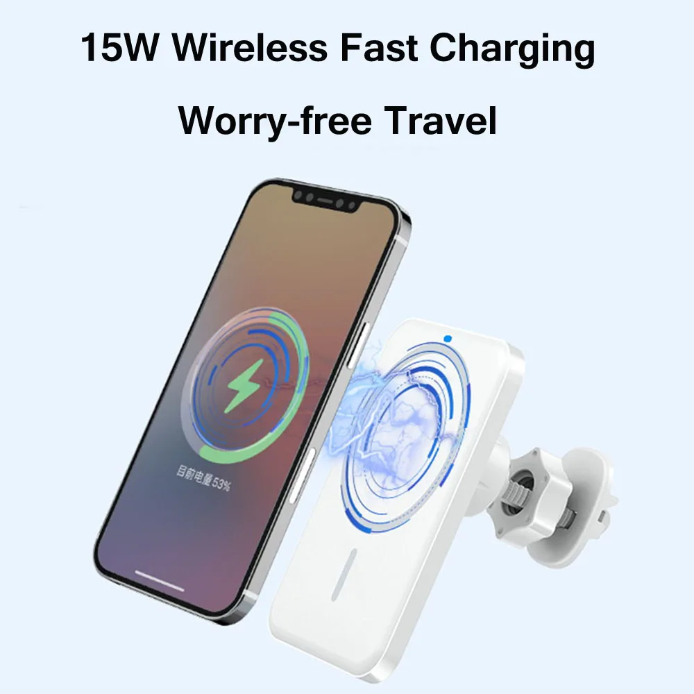 

15W Magnetic Wireless Car Charger Mount Fast Charging Station Auto Phone Holder for iPhone 13 Series 12 Pro Max Air Vent Stand