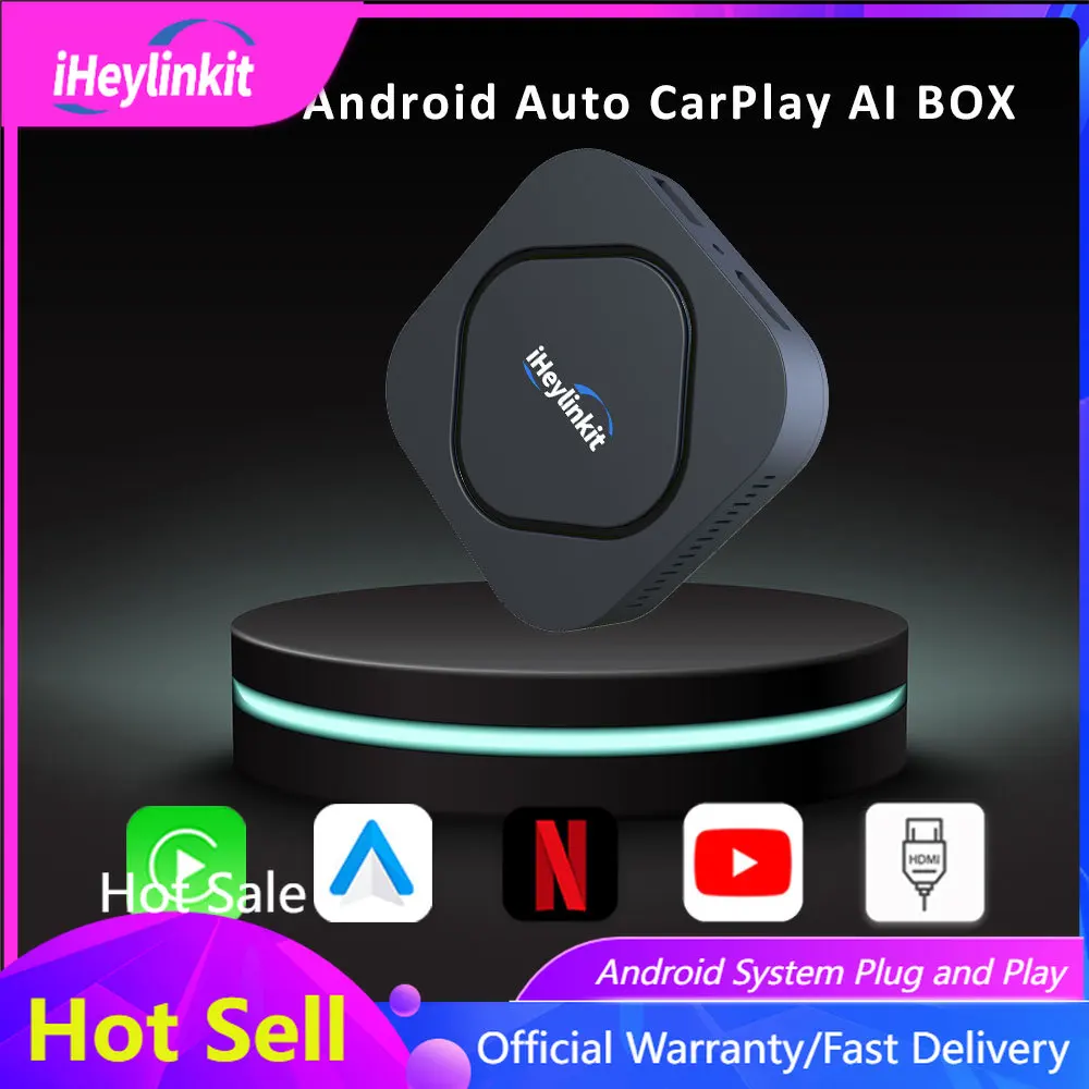 iHeylinkit Mini Smart Ai Box Apple CarPlay Wireless Android Auto HDMI Output Netflix YouTube 4G LTE Phone GPS For Wired Car Play