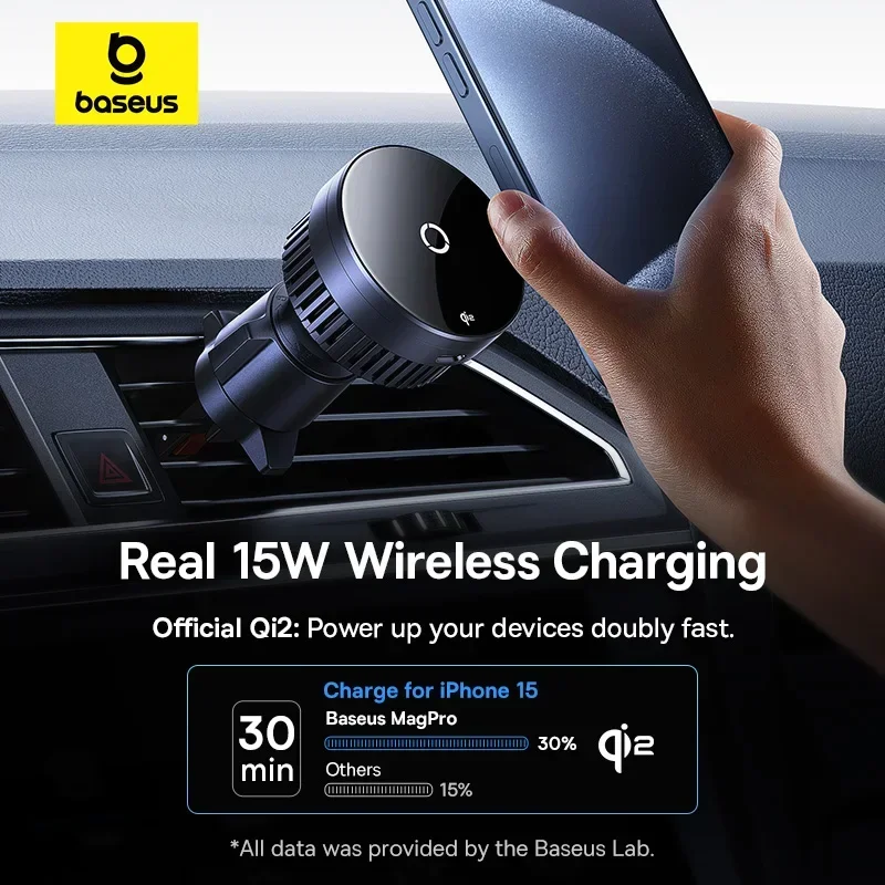 Baseus Qi2 15 Вт магнитное автомобильное беспроводное зарядное устройство для MagSafe