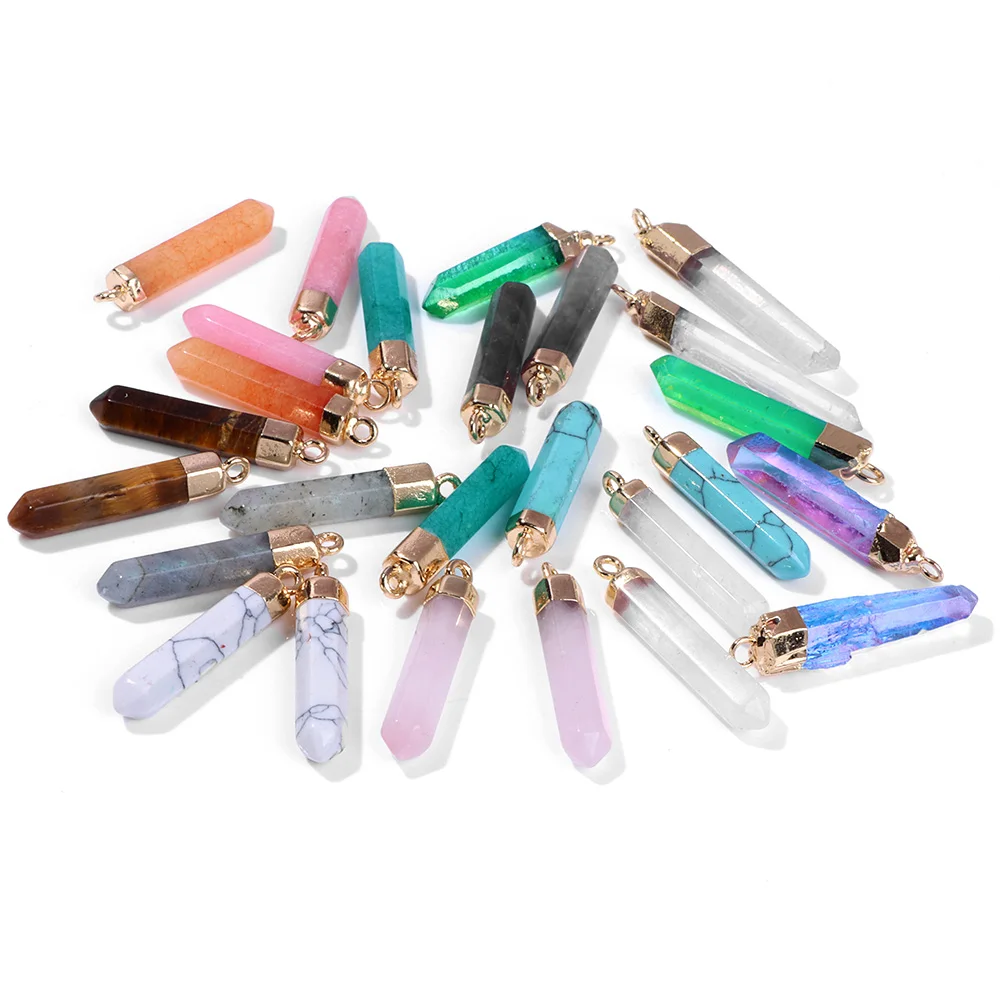 Подвески из натурального халцедона шестигранная цилиндрическая стандартная