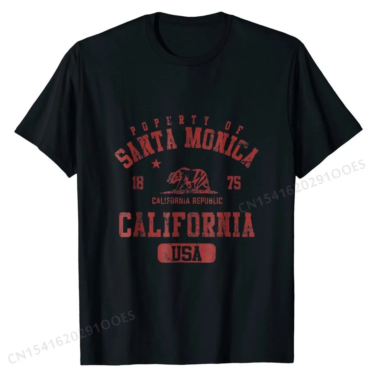 

T-Shirt, Santa Monica, California USA, Grizzly Brand Men Top T-shirts Group Tees Cotton 3D Printed
