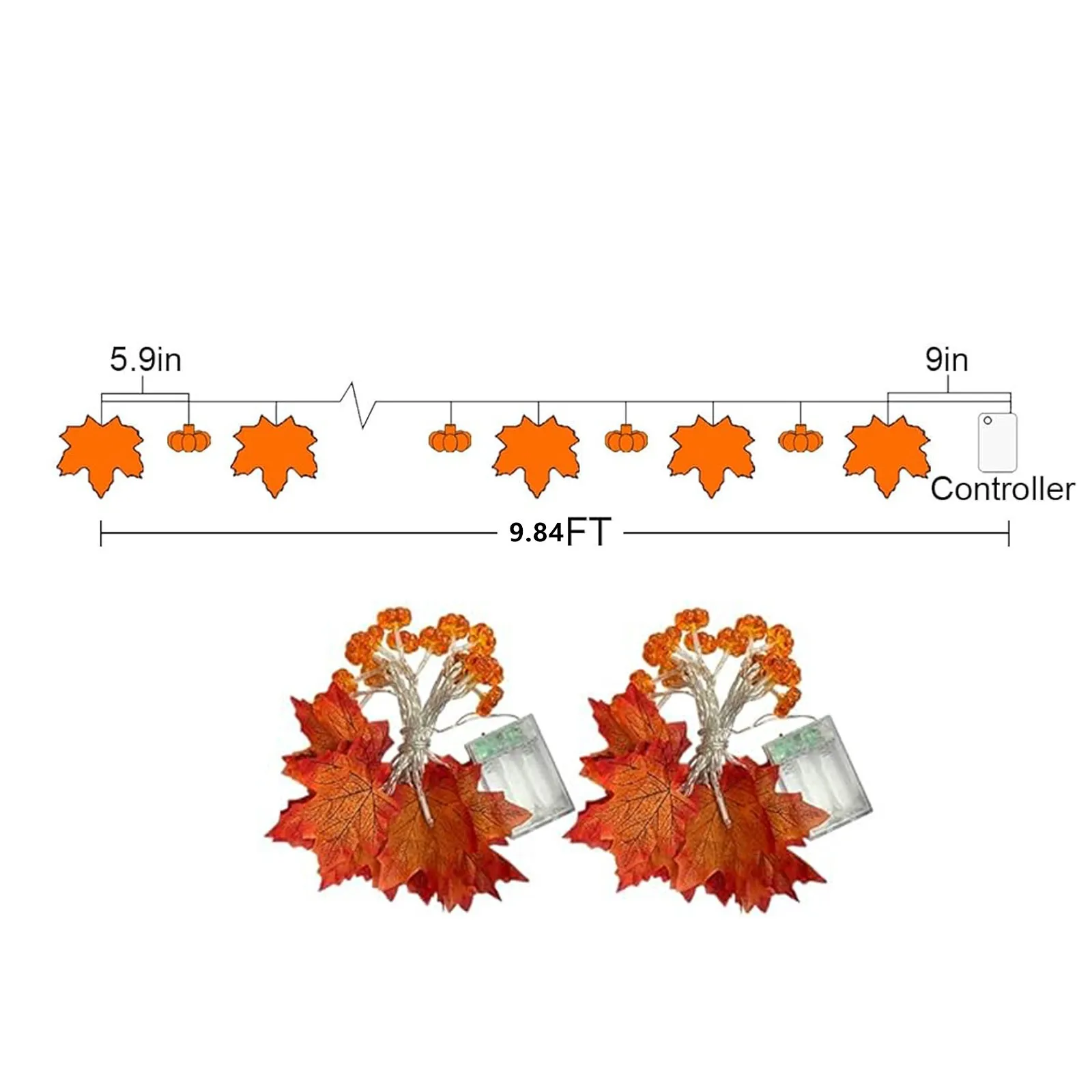 LED Maple Leaf Light String Halloween Thanksgiving Garden Party Decoration Lights halloween outdoor decorations decor