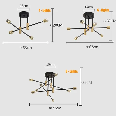 Современная Скандинавская черная светодиодная люстра Deyidn с 4/6/8 головками для столовой, спальни, лампа Эдисона, домашние осветительные приборы, Новинка
