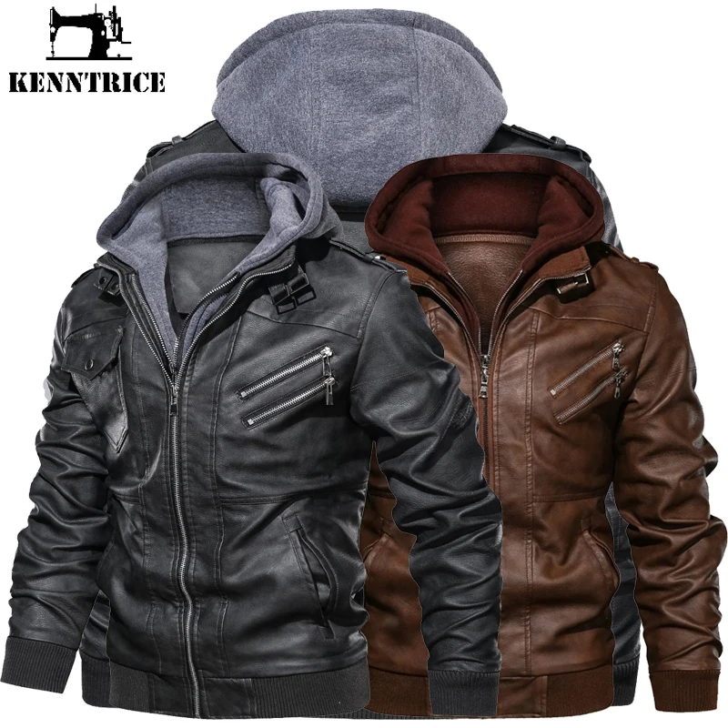 

Kenntrice 2022 Men's Leather Jackets Trend Fleece Motorcycle Stylish Fashion PU Winter For Young Man Biker Jacket Leather Coat