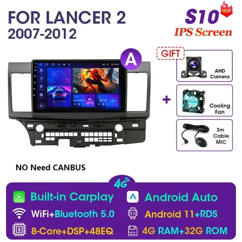 Автомагнитола Vtopek для Mitsubishi Lancer 10,1-11,0, мультимедийный проигрыватель на Android 2007, 4G, Wi-Fi, DSP, GPS-навигация, типоразмер 2DIN