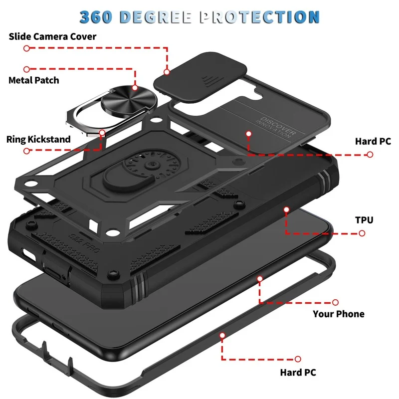 Case For Samsung S23 Ultra Plus S22 Ultra A53 A13 A33 5G Heavy Duty with Camera 360 Degree Rotate Kickstand Shockproof Cover