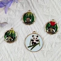 10pcslot panda bamboo cartoon alloy drip jewelry diy small jewelry pendant bracelet zipper hair accessories keychain