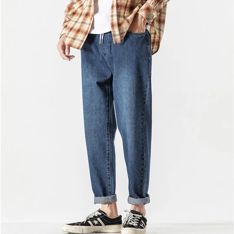 2023 Spring/Summer Ankle Loose Cotton Jeans Men's Street Casual Jogging Jeans Fashion Trend Harem Pants Men's High-End Jeans