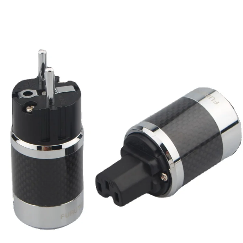 Углеродное волокно с родиевым покрытием вилка питания США/ЕС Hi-Fi аудио