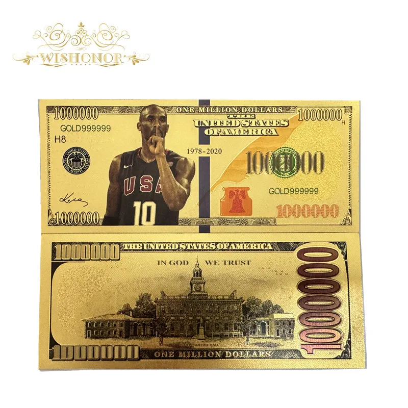 Красивые 10 шт./лот серебряные банкноты America Kobe 100 долларов позолоченные 24 К