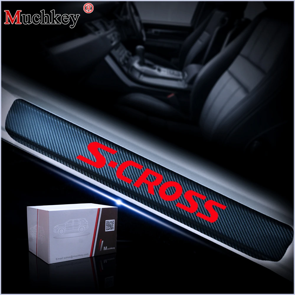 

Car Door Sill Welcome Pedal Stickers For Suzuki S-CROSS Door Sill Guard 4D Carbon fiber vinyl sticker Car Accessories 4PCS