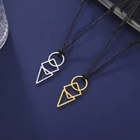 my shape geometric men necklace round square triangle stainless steel pendant necklaces wax rope chain fashion party jewelry