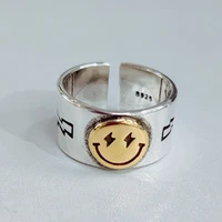 fashion simple smiley open rings for men and women holiday gifts vintage punk boho emoticon jewelry accessories wholesale bulk