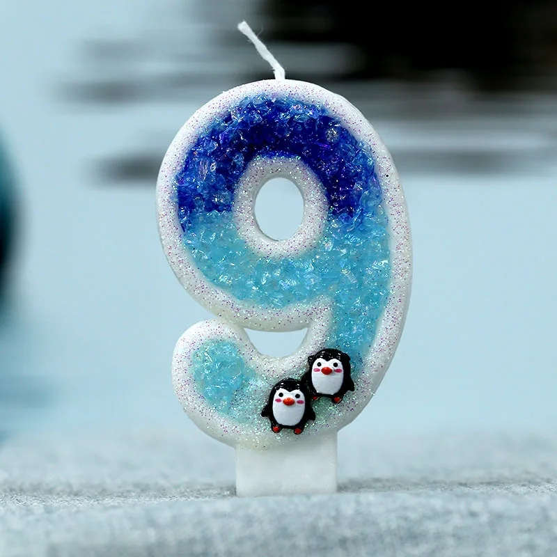 3D свечи на день рождения для девочек Y с пингвином антарктический ледник