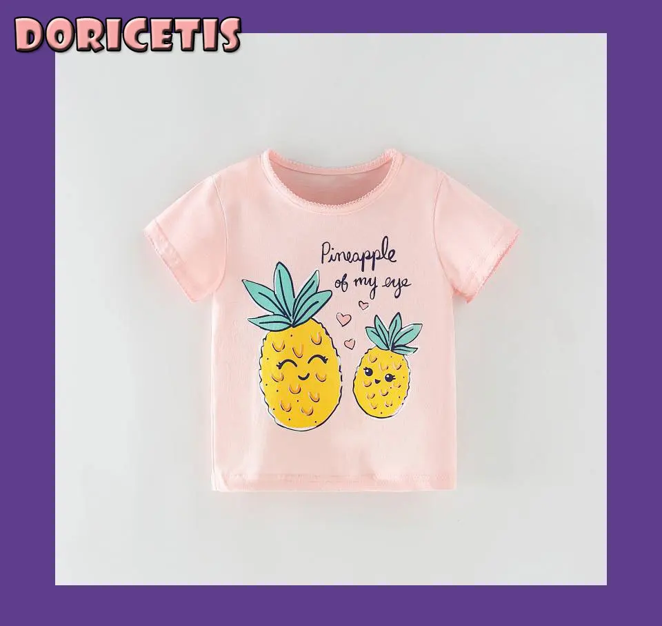 

Children T-Shirt Cute Cartoon Pattern Print Short Sleeve T-shirt Summer Little Girl Casual Cozy Sweat Absorbent Top Kids Clothes