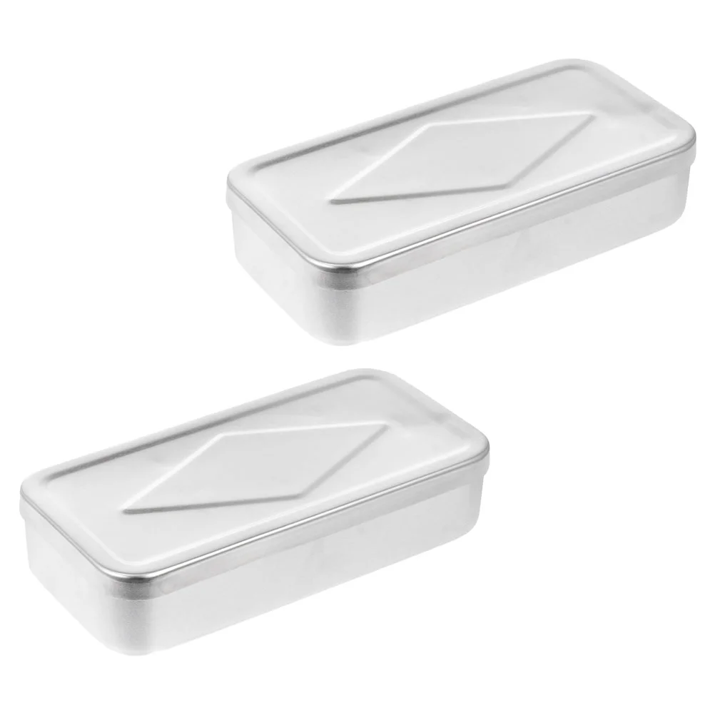 

2 PCS Beauty Needle Syringe Boxes Acupuncture Case Storage Aluminum Tray Aluminium Container Stainless Steel Containers