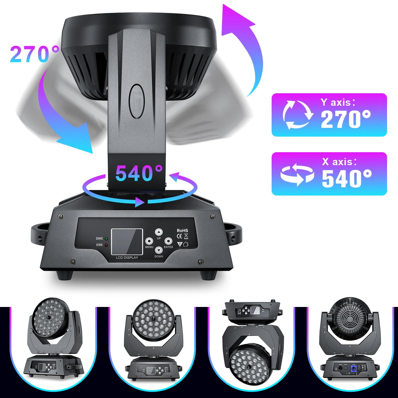 U`King Pro Dj Stage Light 36 шт. лампы с бусинами Wash Moving Rgbw для Bar Nightclub Church Zoom Светодиодные
