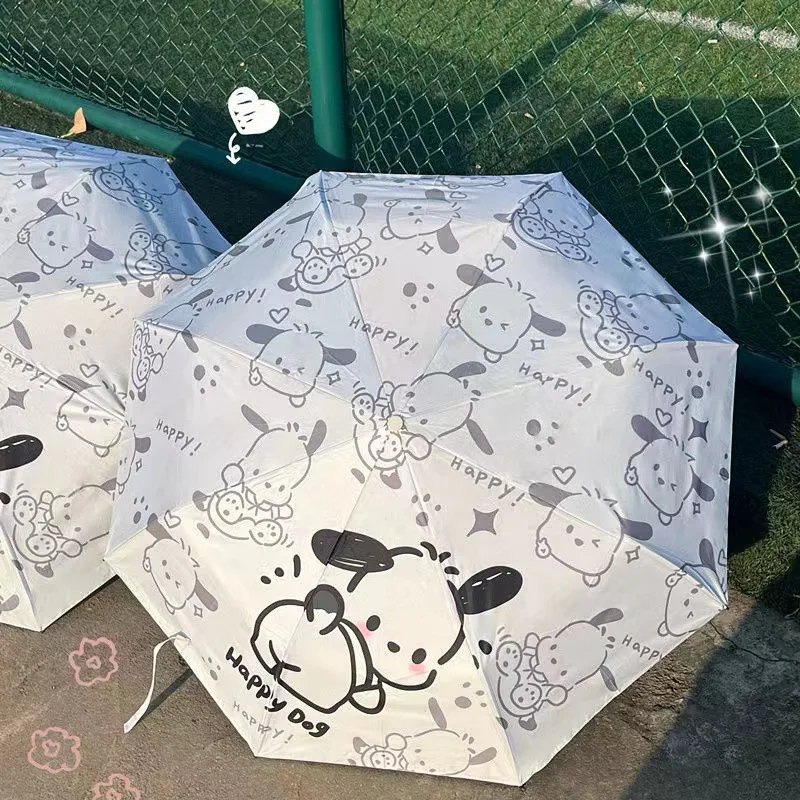 

Sanrio Sun Umbrella Hello Kittys Accessories Kawaii Cute Anime Folding Rain or Shine Sun Uv Protection Sunshade Toys Girls Gift