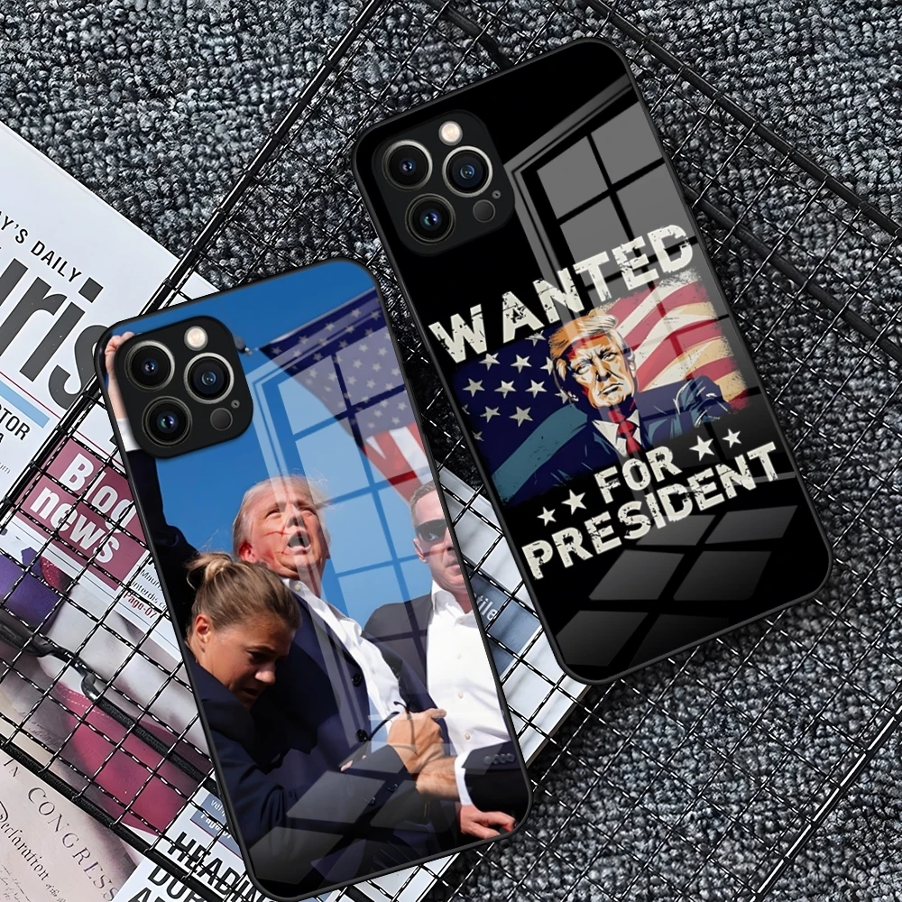 Чехол для телефона Trump 2024 iPhone 15 14 Pro 11 13 12 Mini XS XR Max 6 8 7 Plus SE Glass Luxury Design Cove