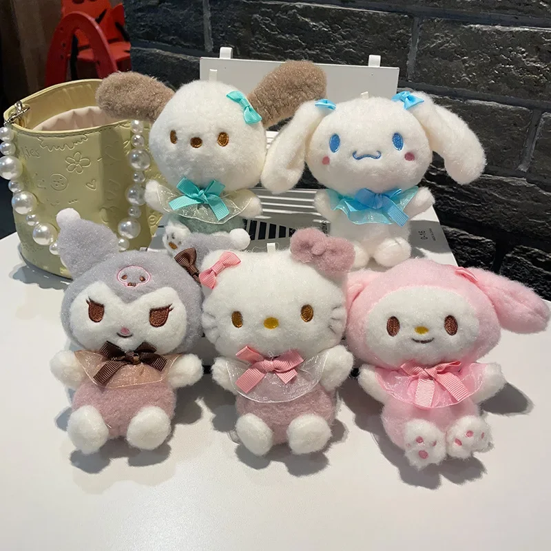 

Kawaii Sanrio плюшевая кукла для ключей Hello Kitty My Melody Kuromi Cinnamoroll Мультяшные животные Плюшевые Подвески Подвеска на рюкзак Gifts