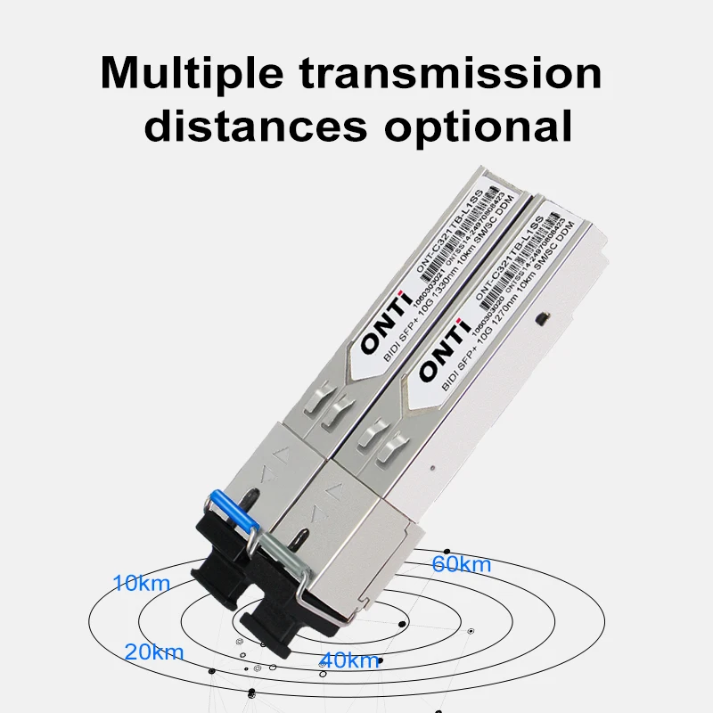 Фото Модуль ONTi 10G BIDI SM SC WDM SFP+, 1270/1330 нм, одномодовый оптоволоконный модуль 10-60 км, совместимый с коммутатором Cisco №4