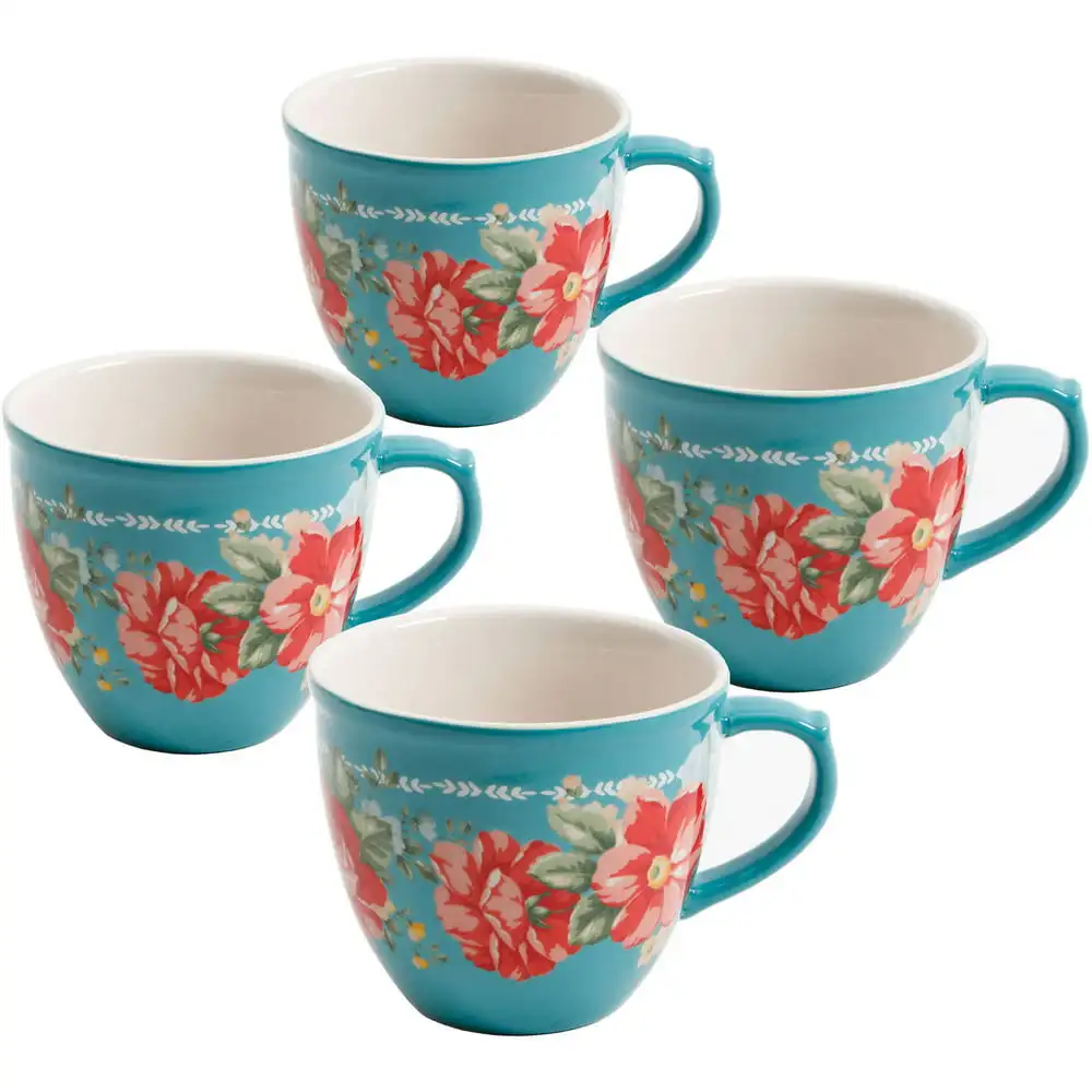 

Vintage Floral 4-Piece Mug Set, 16 fl oz