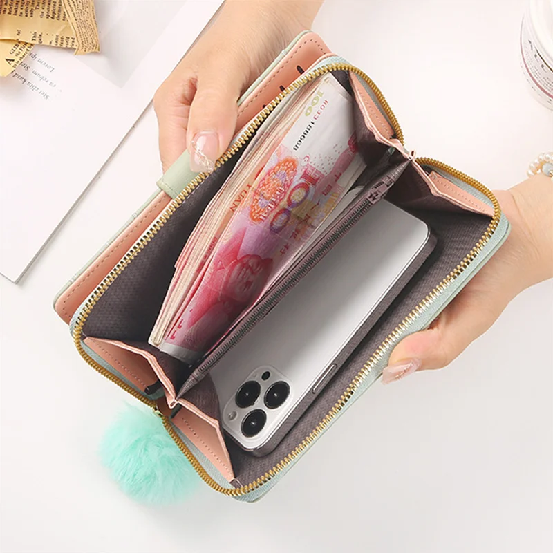 Long Women's Wallet Female Purses Tassel Coin Purse Card Holder Wallets Double Zipper Pu Leather Clutch Luxury Money Phone Bag