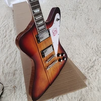 this is a brown shaped electric guitar with beautiful appearance and beautiful voice it is free to mail home