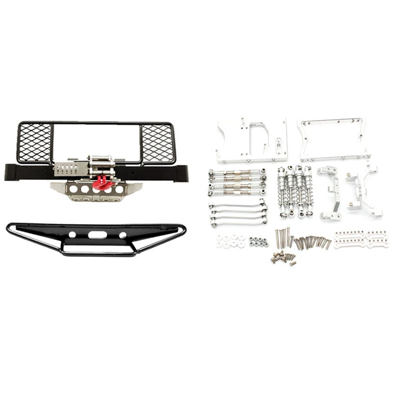 

2 Set RC Car Parts: 1 Set Chassis Pull Rods Mount Bracket Shock Absorber & 1 Set Front Rear Bumper Protection Board