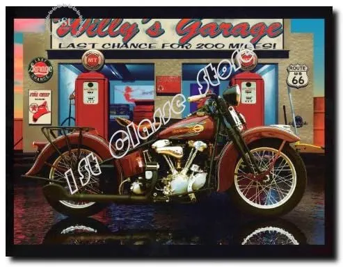 

Davidson Willy's Garage Vintage Motorcycle Route 66 Wall Decor Art Print Poster