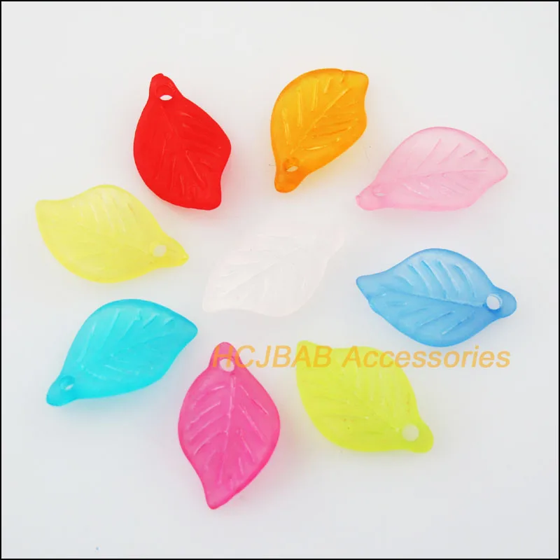 

Fashion New 120Pcs Mixed Acrylic Plastic Leaves Charms Pendants 11x18mm