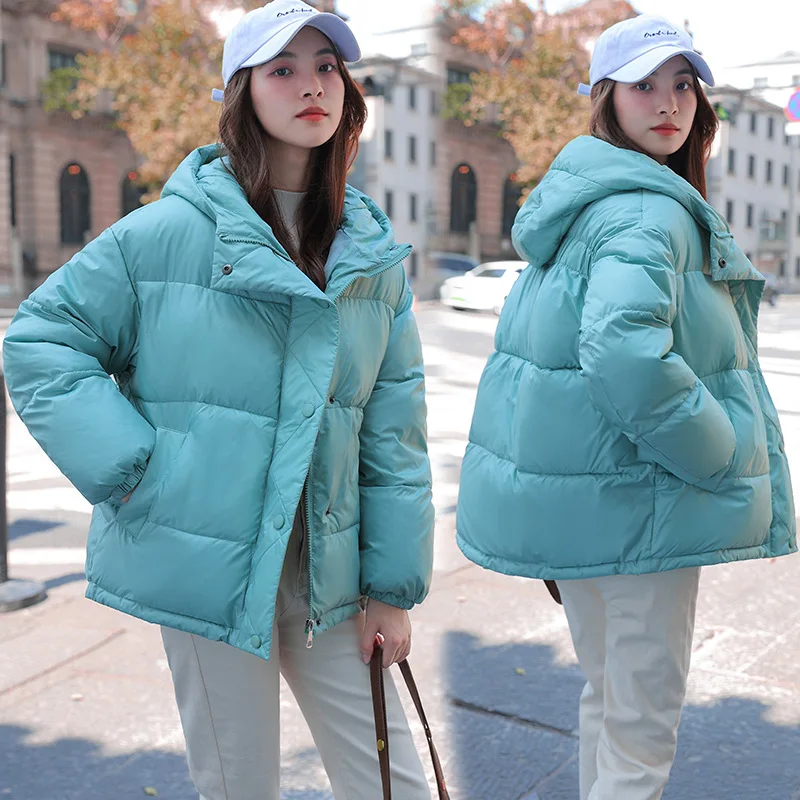 

Стеганая женская зимняя Новинка 2022 года, зимняя Свободная куртка средней длины с капюшоном и хлопковой подкладкой с принтом, женские парки