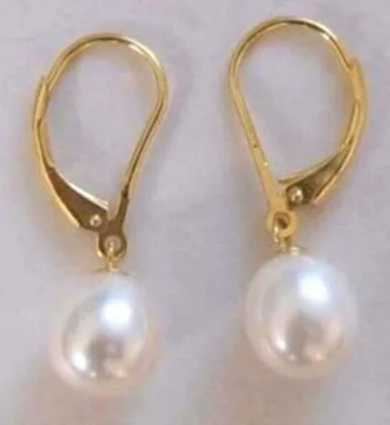 

natural 9-10mm white south sea Pearl Stud Earrings 14k