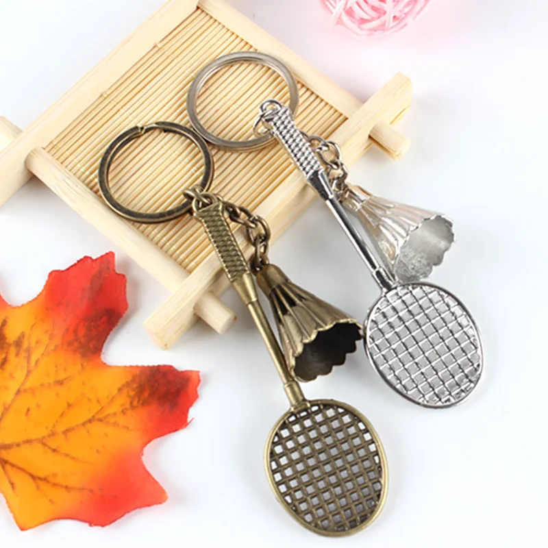 

Badminton Racket Keychain Bag Pendant Fashion Car Keyring Metal Key Chain Gift Bag Accessories Unisex Sports Backpack Hanging