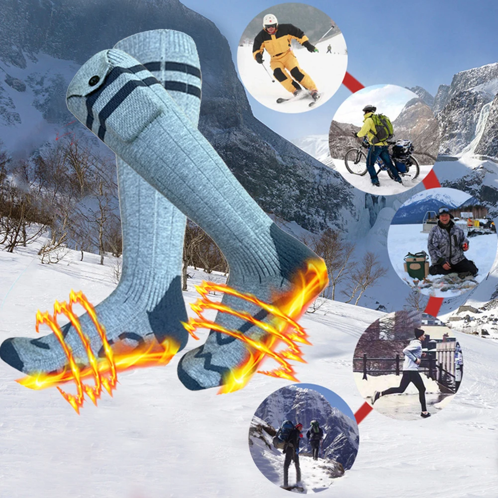 

Electric Heating Socks Rechargeable Whole Foot Thermal Socks Battery Powered Washable for Outdoor Sports Camping Hiking Skiing