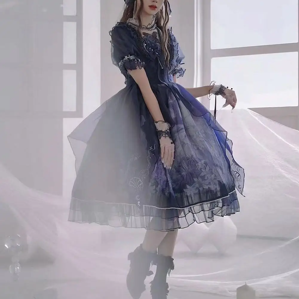 

Викторианское готическое ретро платье, японское платье с вышивкой из жемчуга в стиле "Лолита", милое и красивое платье принцессы