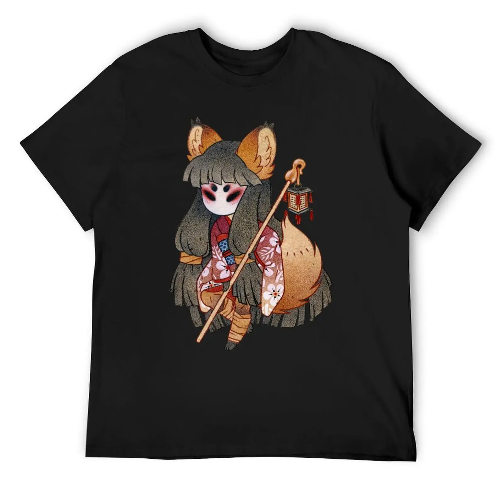 Mysterious Fox Girl-Kitsune Yokai TeaKitsune футболка с графикой мужская аниме вещи мужские футболки