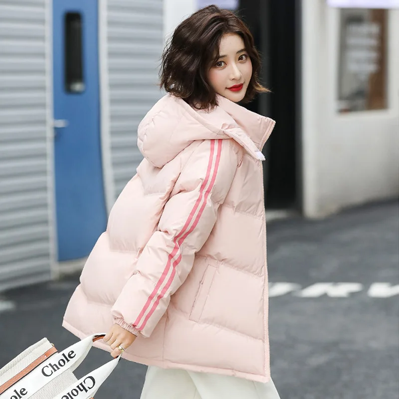 Women's Cotton Jacket 2022 Winter White Loose Hooded Jacket Warm Ladies Down Jacket Korean Version Of The Fashion Ladies Jacket