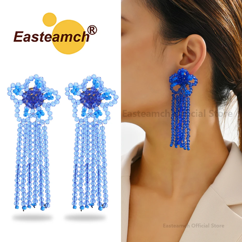 

Acrylic Flower Tassel Charm Long Hanging Earrings For Women Trendy Luxury Design Elegant Cute Summer Holiday Pendant Jewelry