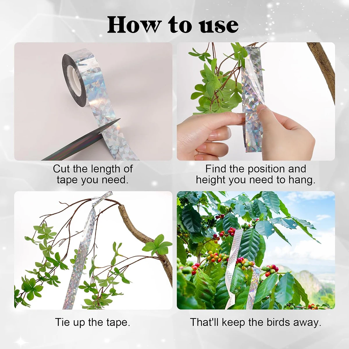 Двухсторонние светоотражающие ленты для репеллентов птиц и цветочных садов