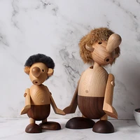 cute solid wood puppet nordic desktop ornament miniature christmas figure statue doll home decoration sculpture birthday gift
