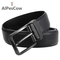 100 alps cowhide genuine leather belt for men pin buckle waist strap male leisure designer high quality double sided luxury