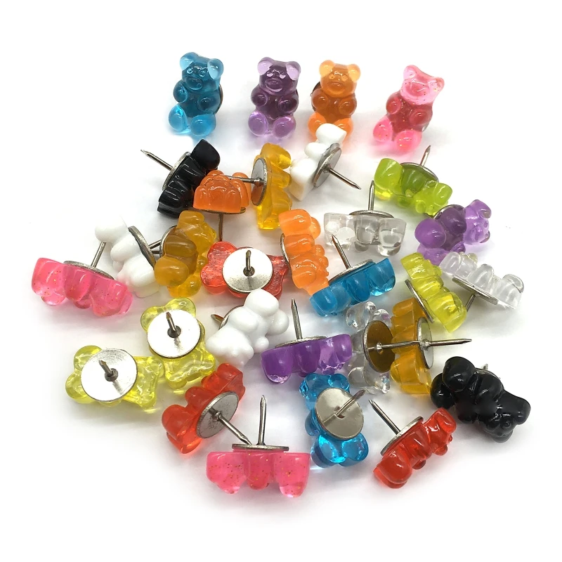 

30 Pieces 3D Bear Pushpins with Case Colored Map Pins Photo File Thumb Tack for Photo Wall Decor Office Bulletin Boards