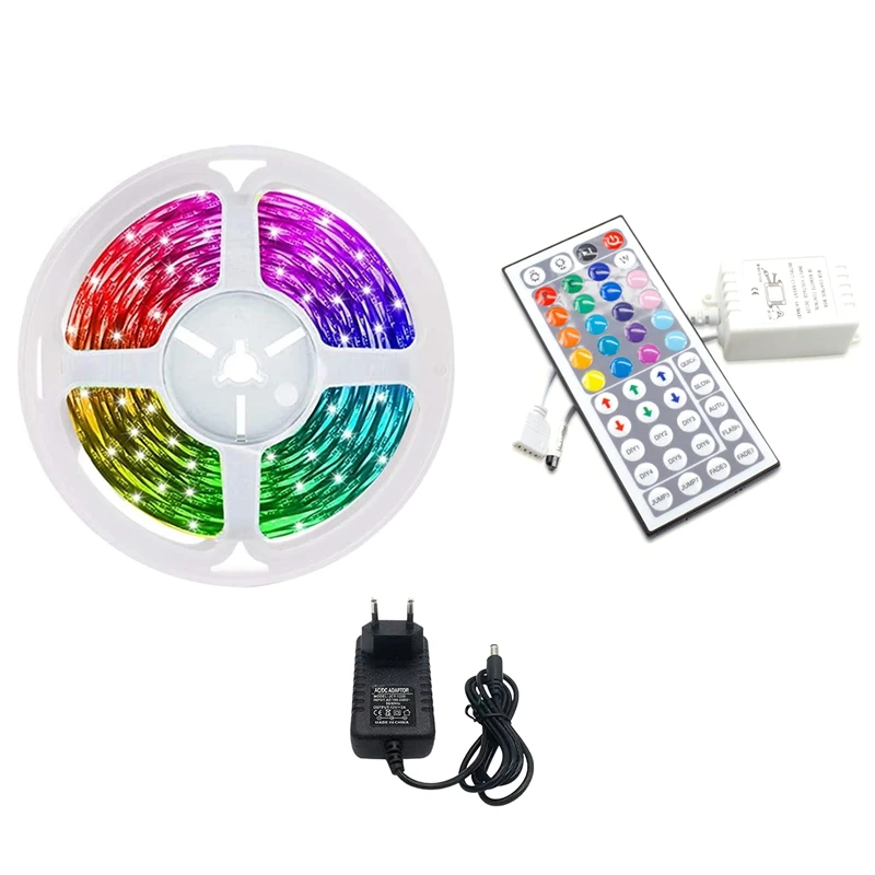 

5M RGB LED Light Strip 3528 300 LED Waterproof Light With 44 Key Remote+2A Transformer For Bedroom Christ