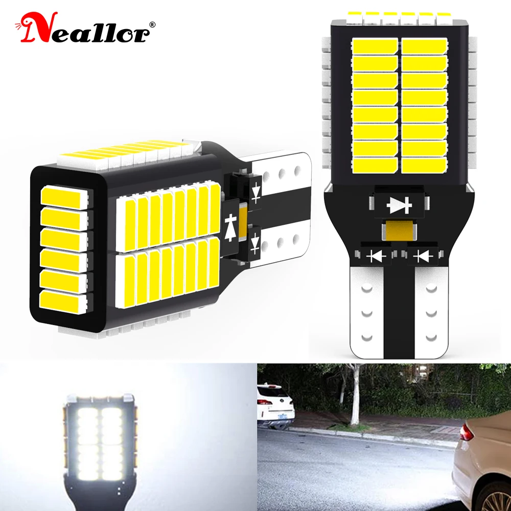 

Резервная светодиодсветильник лампа T15 W16W, 2 шт., резервная лампа Canbus, лампы 4014, 54 чипа, высокая мощность, защита от ошибок, 921, 912, WY16W, автомобил...