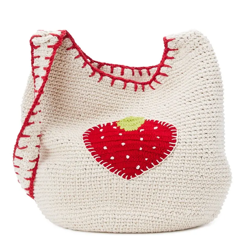 

Juniors Festival Crochet Hobo Bag, Off-White Strawberry