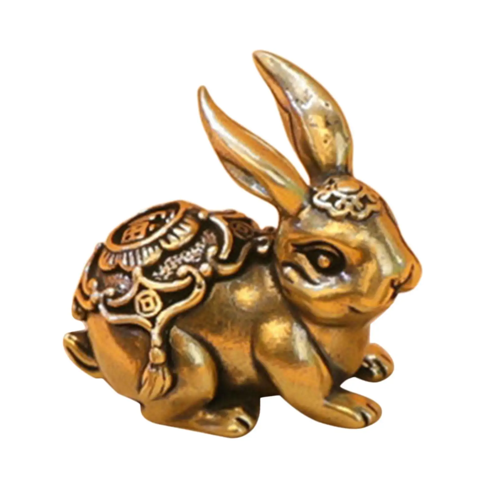 

Metal Rabbit Statue Bunny Figurines Animal Statue Sculpture Mini Rabbit Animal Ornament for Shelf Bedroom Desktop Decoration