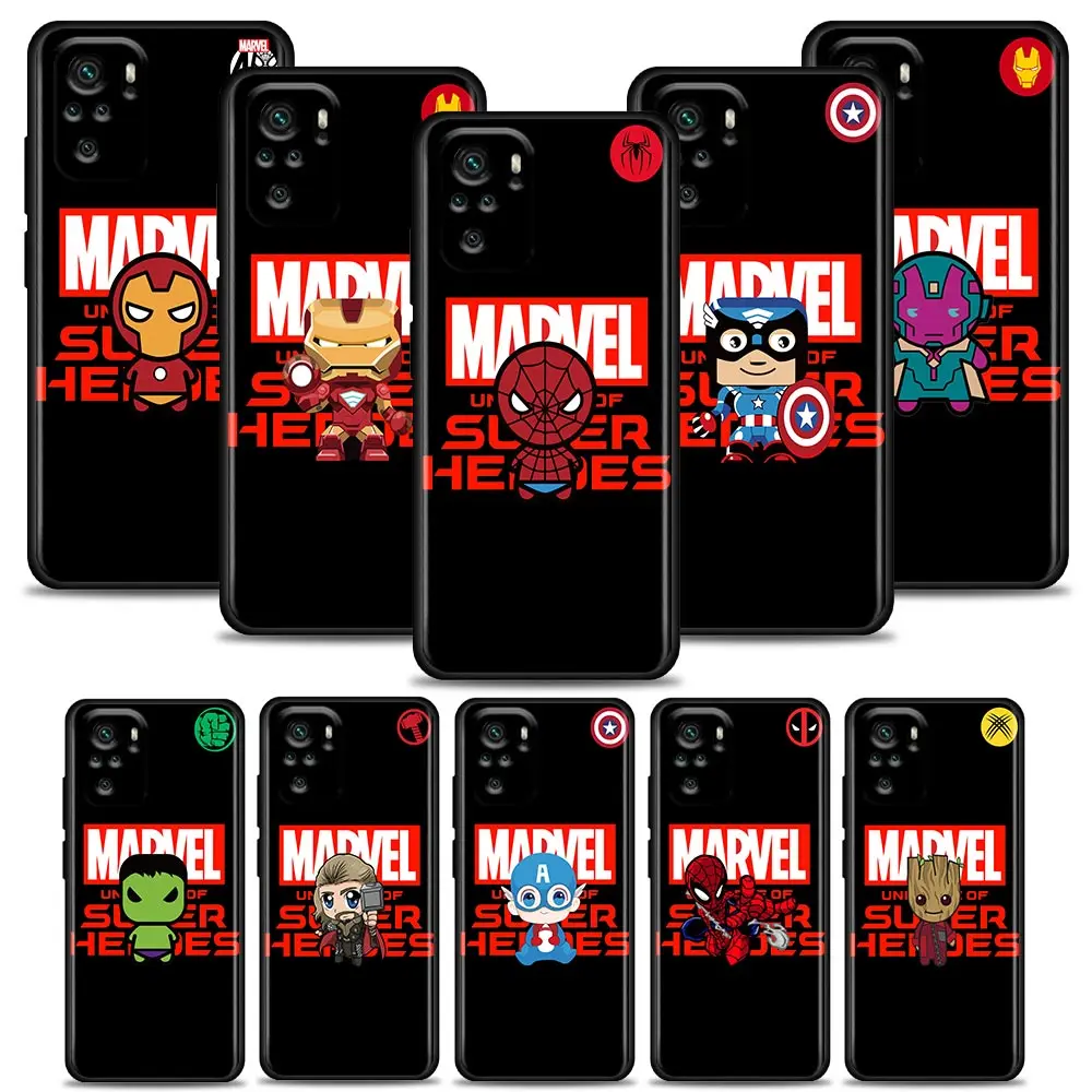 

Cartoon Avengers Marvel Cool Heroe Coque Case for Redmi K60 7 7A 8 8A 9 9A 9C 9T 10 10C K40 K40S K50 Pro Plus Gaming Case Funda