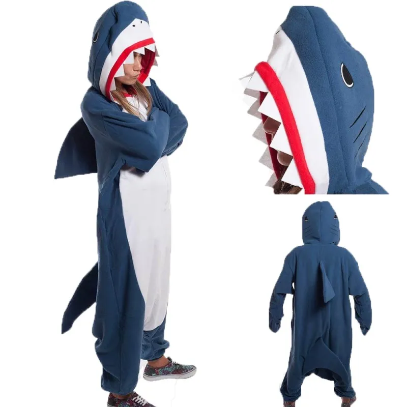 Halloween Onesie Cartoon Shark Pajama For Adult Women Men Animal Kigurumis Pyjamas Homewear Cosplay Party Costume XXL